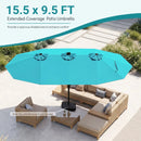 15.5 ft Patio Umbrella with Solar LED Lights & Crank by LJGDeals