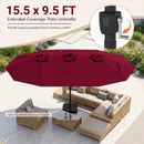 15.5 ft Patio Umbrella with Solar LED Lights & Crank by LJGDeals