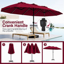 15.5 ft Patio Umbrella with Solar LED Lights & Crank