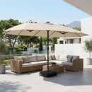 15.5 ft Patio Umbrella with Solar LED Lights and Base by LJGDeals