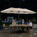 15.5 ft Patio Umbrella with Solar LED Lights and Base by LJGDeals