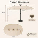 15.5 ft Patio Umbrella with Solar LED Lights and Base by LJGDeals