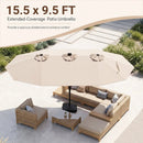 15.5 ft Patio Umbrella with Solar LED Lights and Base by LJGDeals
