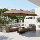 15.5 ft Patio Umbrella with Solar LED Lights and Base by LJGDeals
