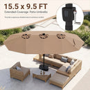 15.5 ft Patio Umbrella with Solar LED Lights and Base by LJGDeals