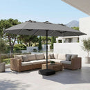 15.5 ft Patio Umbrella with Solar LED Lights and Base by LJGDeals