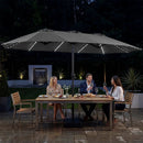 15.5 ft Patio Umbrella with Solar LED Lights and Base by LJGDeals