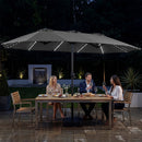 15.5 ft Patio Umbrella with Solar LED Lights and Base