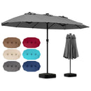 15.5 ft Patio Umbrella with Solar LED Lights and Base by LJGDeals