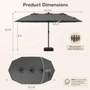 15.5 ft Patio Umbrella with Solar LED Lights and Base by LJGDeals