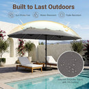 15.5 ft Patio Umbrella with Solar LED Lights and Base by LJGDeals
