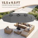 15.5 ft Patio Umbrella with Solar LED Lights and Base by LJGDeals