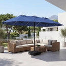 15.5 ft Patio Umbrella with Solar LED Lights and Base by LJGDeals