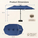15.5 ft Patio Umbrella with Solar LED Lights and Base by LJGDeals