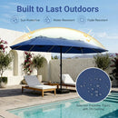 15.5 ft Patio Umbrella with Solar LED Lights and Base by LJGDeals