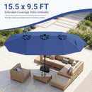 15.5 ft Patio Umbrella with Solar LED Lights and Base by LJGDeals