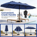 15.5 ft Patio Umbrella with Solar LED Lights and Base by LJGDeals