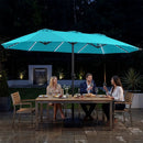 15.5 ft Patio Umbrella with Solar LED Lights and Base by LJGDeals