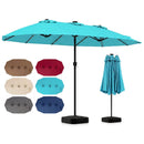 15.5 ft Patio Umbrella with Solar LED Lights and Base by LJGDeals