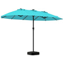15.5 ft Patio Umbrella with Solar LED Lights and Base by LJGDeals