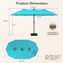 15.5 ft Patio Umbrella with Solar LED Lights and Base by LJGDeals