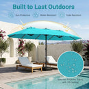 15.5 ft Patio Umbrella with Solar LED Lights and Base by LJGDeals