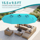 15.5 ft Patio Umbrella with Solar LED Lights and Base by LJGDeals