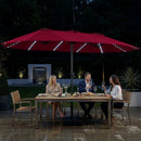 15.5 ft Patio Umbrella with Solar LED Lights and Base by LJGDeals