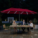 15.5 ft Patio Umbrella with Solar LED Lights and Base