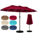 15.5 ft Patio Umbrella with Solar LED Lights and Base by LJGDeals