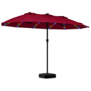 15.5 ft Patio Umbrella with Solar LED Lights and Base by LJGDeals