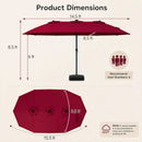 15.5 ft Patio Umbrella with Solar LED Lights and Base by LJGDeals