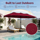 15.5 ft Patio Umbrella with Solar LED Lights and Base by LJGDeals