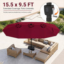 15.5 ft Patio Umbrella with Solar LED Lights and Base by LJGDeals