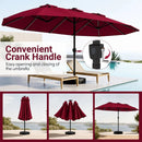 15.5 ft Patio Umbrella with Solar LED Lights and Base by LJGDeals