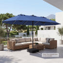 Patio Umbrella 15.5ft with Solar LED Lights and Crank