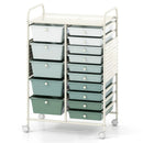 15-Drawer Rolling Storage Cart with Metal Tabletop and Pegboard by LJGDeals