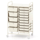 15-Drawer Rolling Storage Cart with Metal Tabletop and Pegboard by LJGDeals