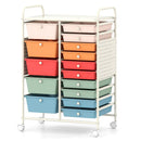 15-Drawer Rolling Storage Cart with Metal Tabletop and Pegboard by LJGDeals