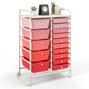 15-Drawer Utility Rolling Cart with Drawers Multi-Use Storage-Icecream Multicolor by LJGDeals