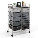 15-Drawer Utility Rolling Cart with Drawers Multi-Use Storage-Icecream Multicolor