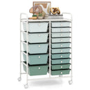15-Drawer Utility Rolling Cart with Drawers Multi-Use Storage-Icecream Multicolor by LJGDeals