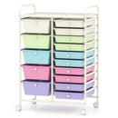 15-Drawer Utility Rolling Cart with Drawers Multi-Use Storage-Icecream Multicolor by LJGDeals