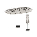 15 Feet Double-Sided Twin Patio Umbrella with Crank and Base
