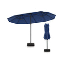 15 Feet Double-Sided Twin Patio Umbrella with Crank and Base