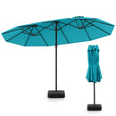 15 Feet Double-Sided Twin Patio Umbrella with Crank and Base