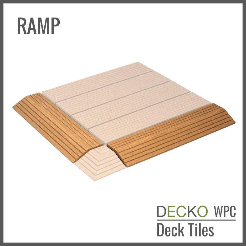 Deck Tile <b>Ramp Edge</b> - for Premium WPC Interlocking Tiles | DECKO (11.8"/3.1"/0.8") - (One Piece)