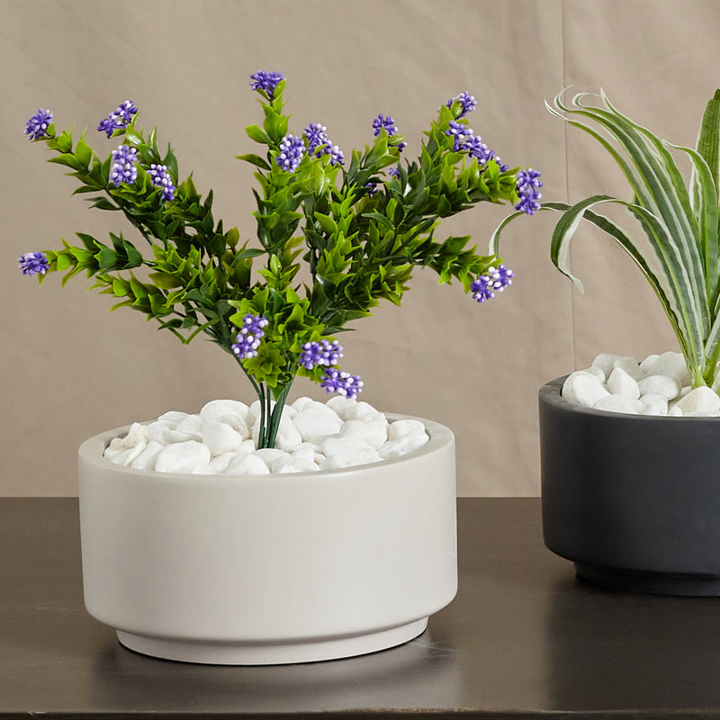 8.75 inch Gray Cream Fiberstone Ceramic Pot