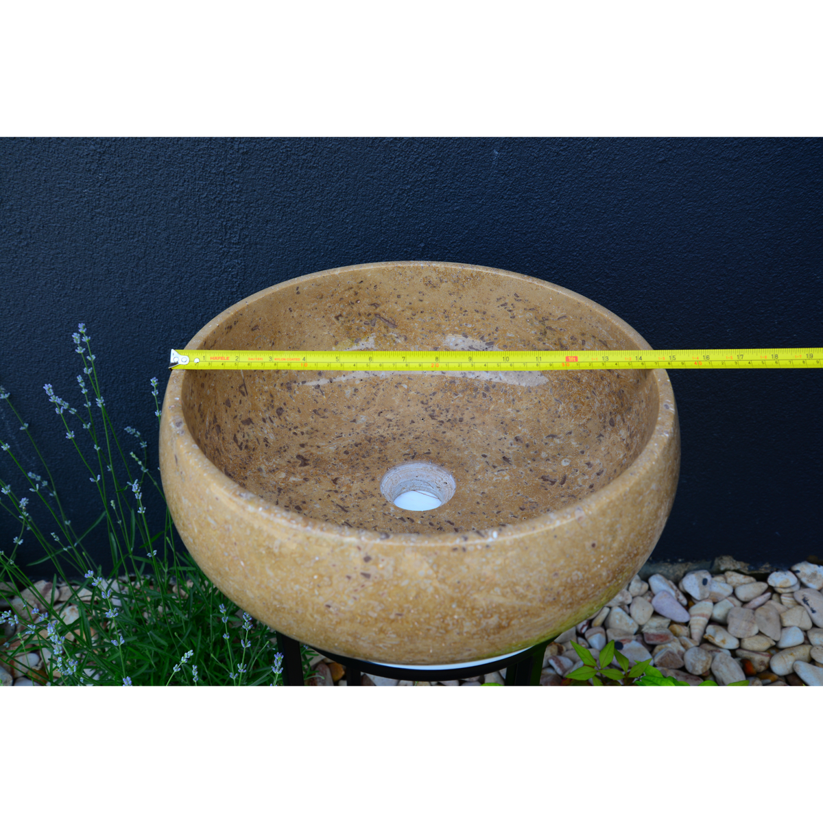 Noce Brown Travertine Vessel Sink - Handcrafted Natural Stone, photo 3 of 9