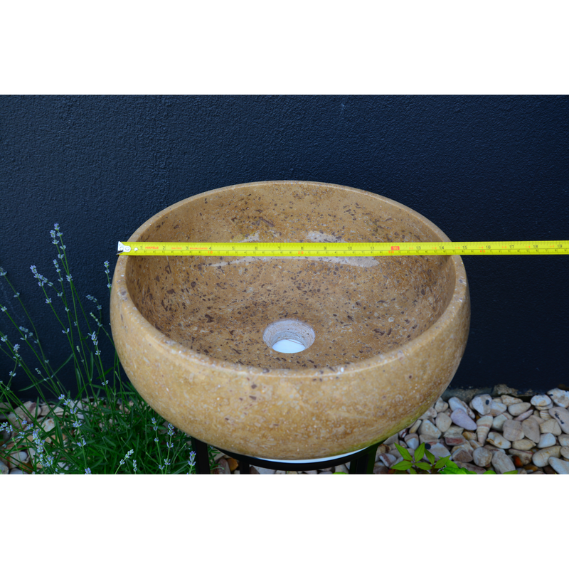 Noce Brown Travertine Vessel Sink - Handcrafted Natural Stone, photo 3 of 9